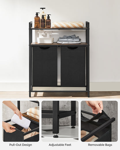 Laundry Hamper with 2 Pull-Out Bags and Shelves - image 7