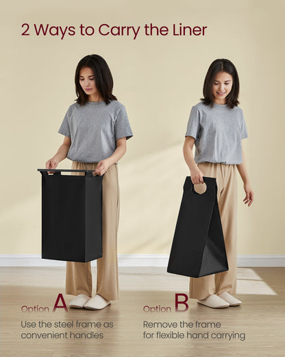 Laundry Hamper with 3 Pull-Out Bags and Shelves, Rustic Brown - image 6