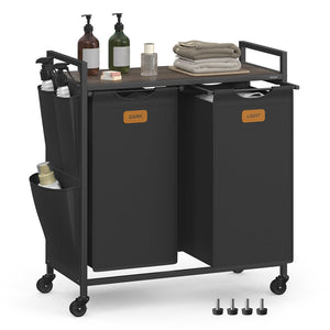Rolling laundry hamper with shelves and compartments - image 8