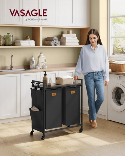 Rolling laundry hamper with shelves and compartments - image 2