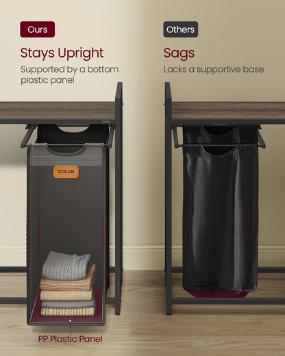 Rolling laundry hamper with shelves and compartments - image 4