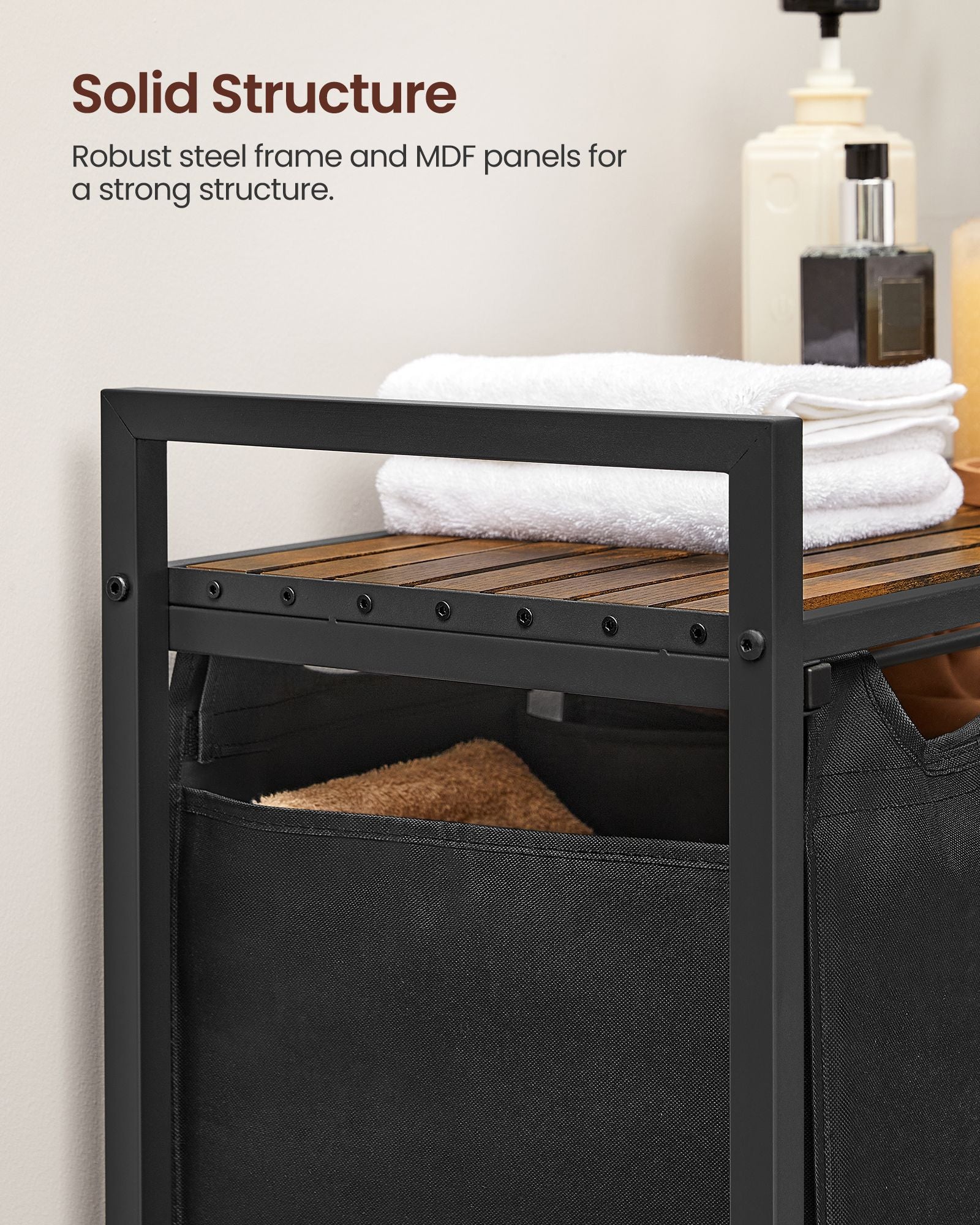 Laundry Hamper with 3 Pull-Out and Removable Bags, 3 x 10 Gallons (38L) - image 14