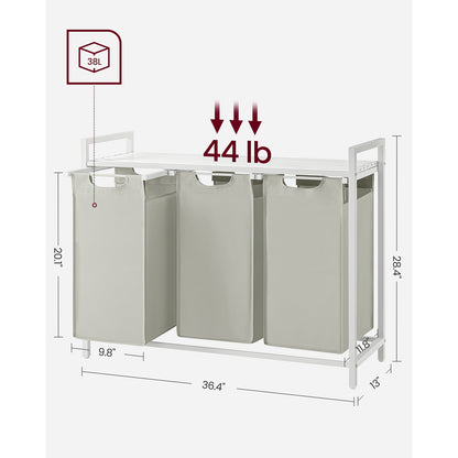 Laundry Hamper with 3 Pull-Out and Removable Bags, 3 x 10 Gallons (38L) - image 7