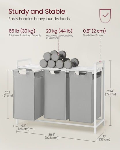 Laundry Hamper with 3 Pull-Out and Removable Bags, 3 x 10 Gallons (38L) - image 21