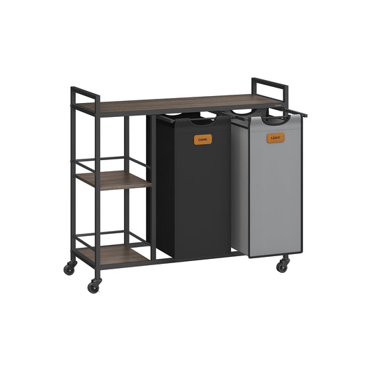 Rolling Laundry Hamper with 2 Compartments, 26.4 Gal. (100 L)