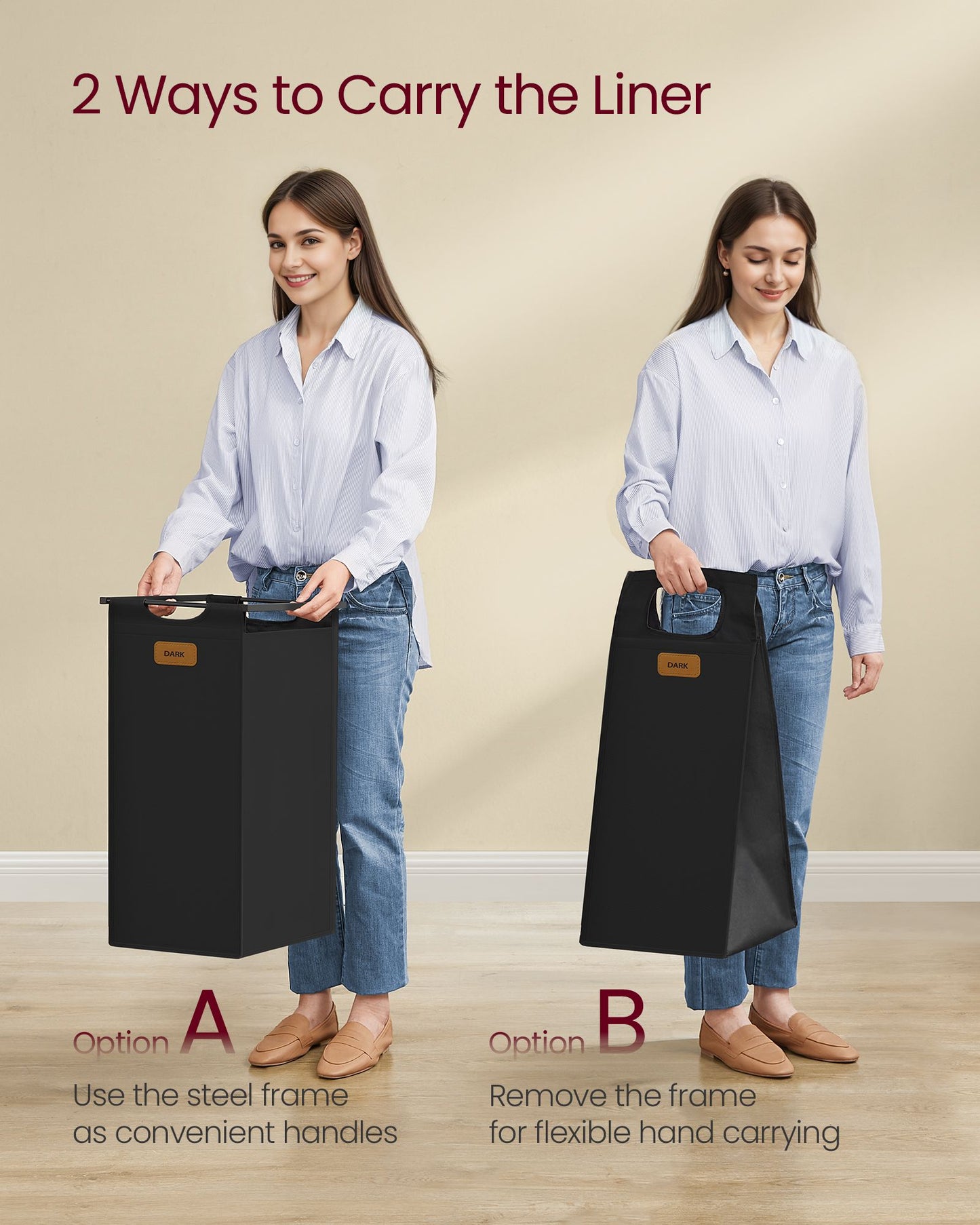 Rolling Laundry Hamper with 2 Compartments, 26.4 Gal. (100 L)