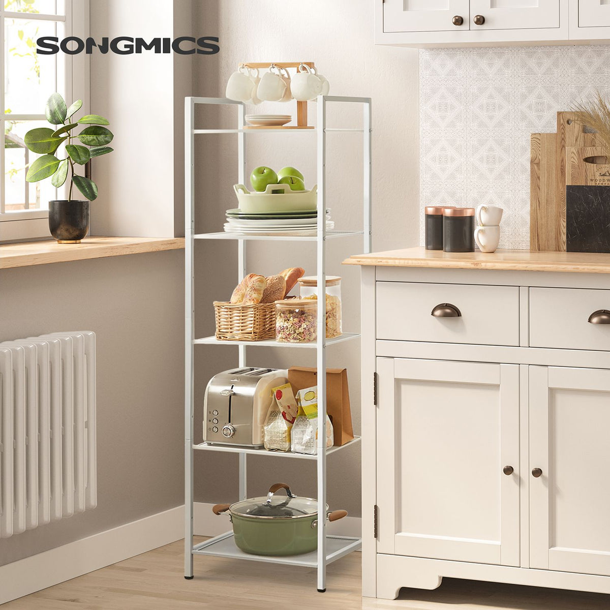 5-Tier Steel Storage Rack — White