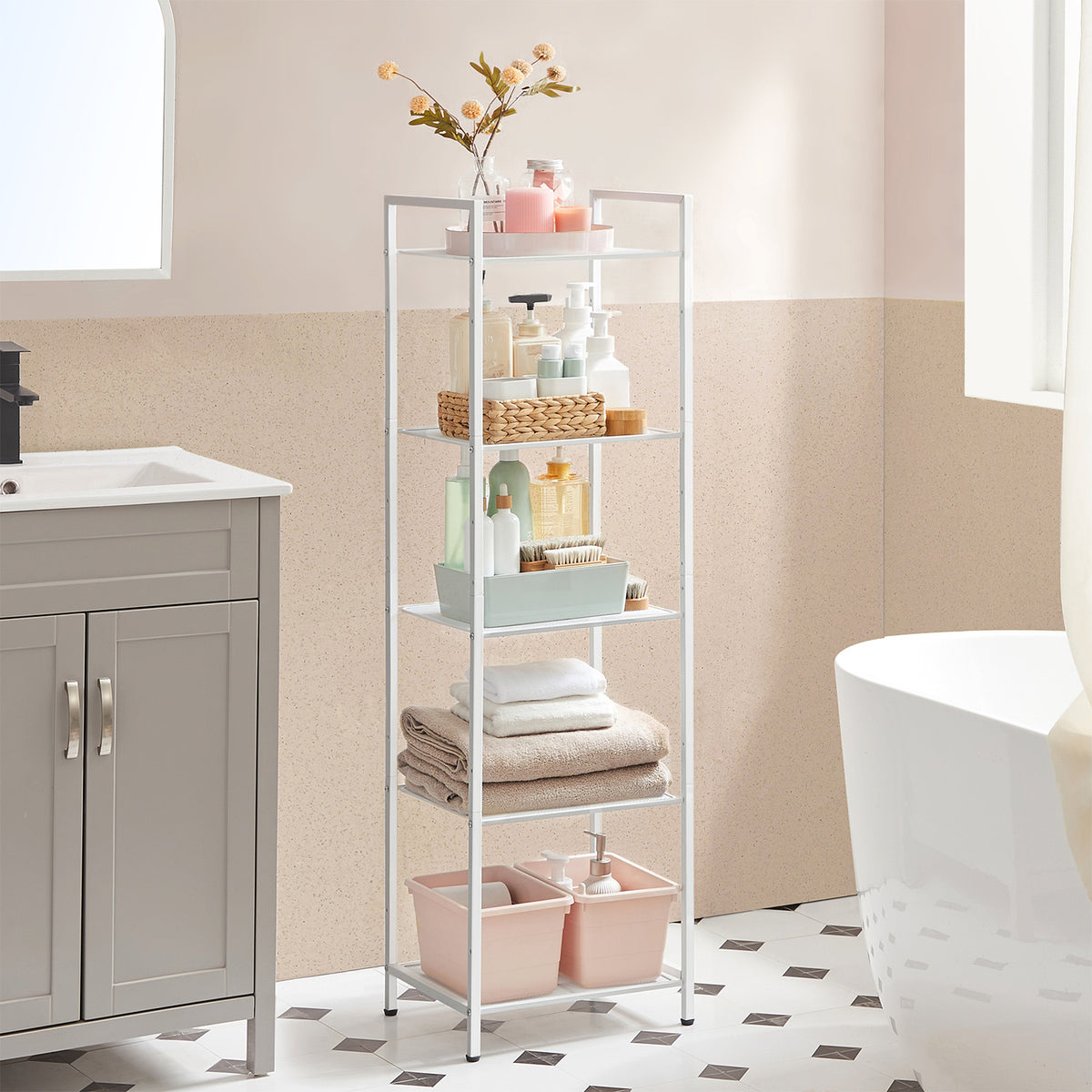 5-Tier Steel Storage Rack — White