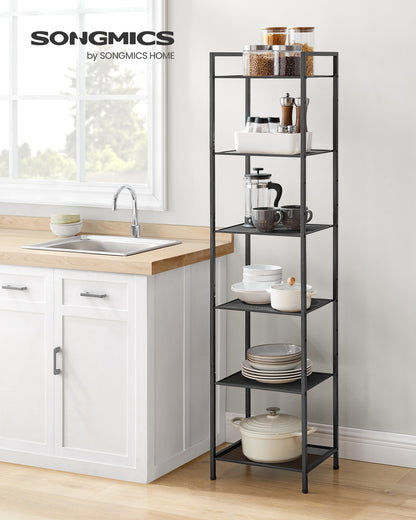 6-Tier Storage Rack, Adjustable Shelf, Classic Black - image 2