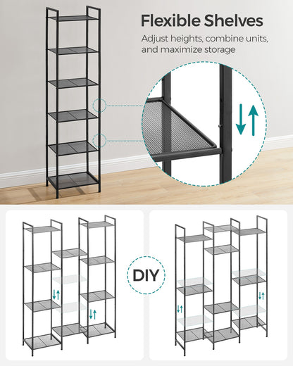 6-Tier Storage Rack, Adjustable Shelf, Classic Black - image 5
