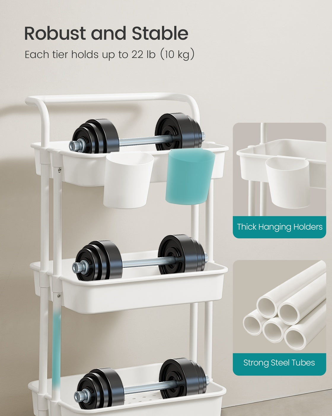3-Tier Storage Trolley with Handle - image 9