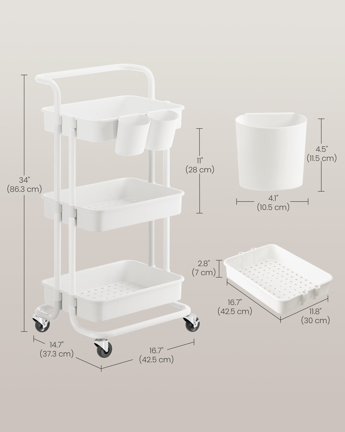 3-Tier Storage Trolley with Handle - image 10