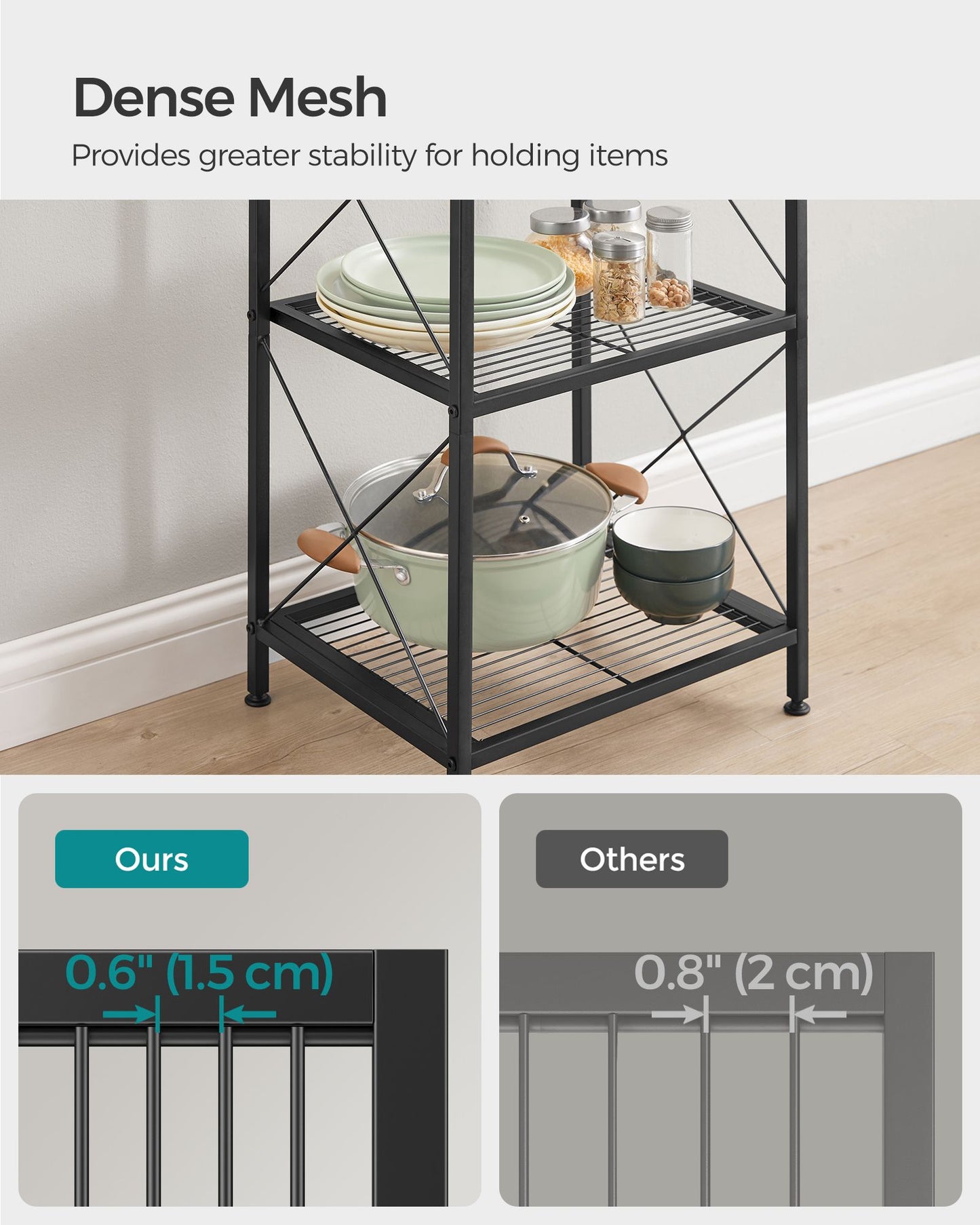 5-Tier Metal Storage Rack with X Side Frames - HWLEXTRA 