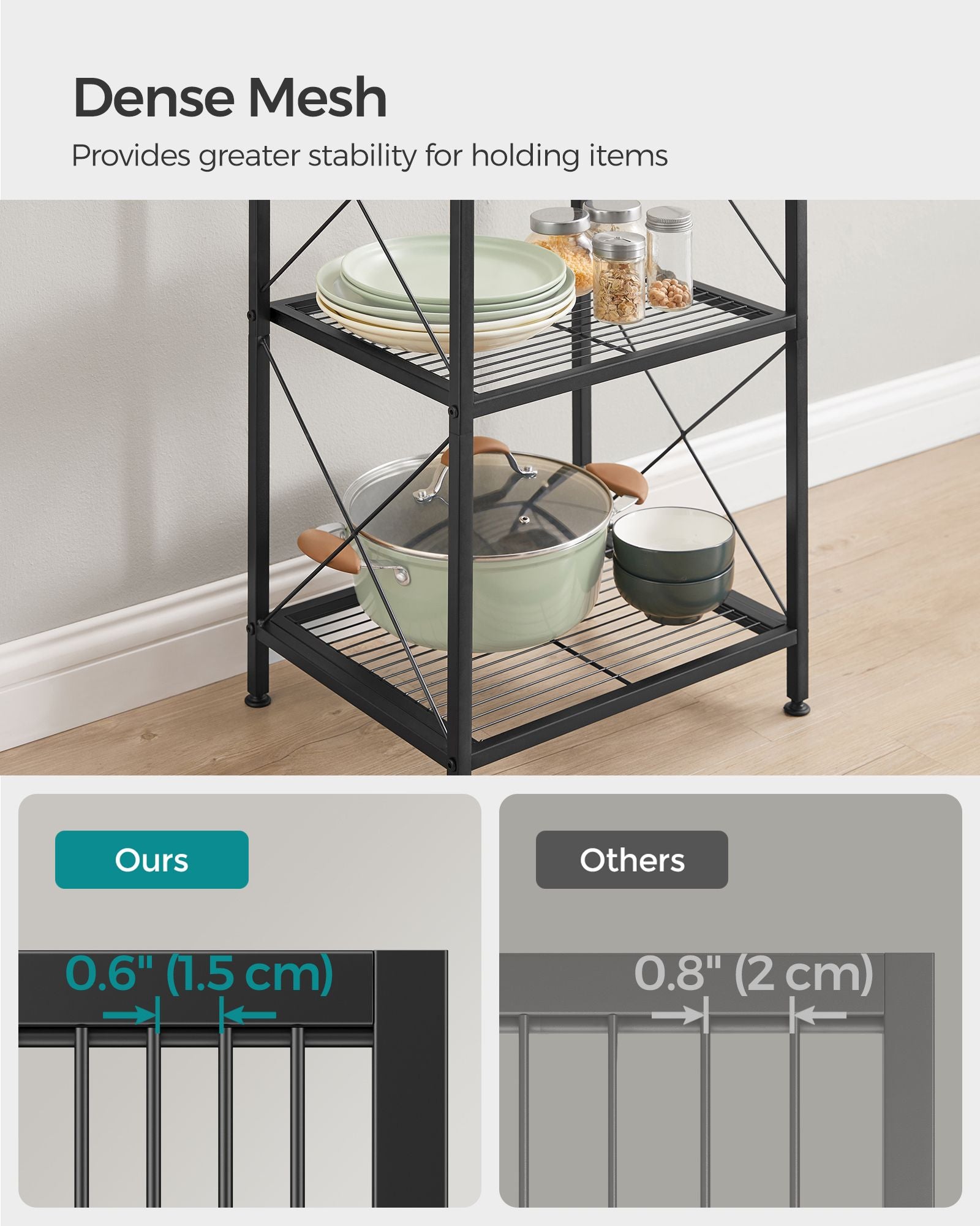 5-Tier Metal Storage Rack with X Side Frames - HWLEXTRA 