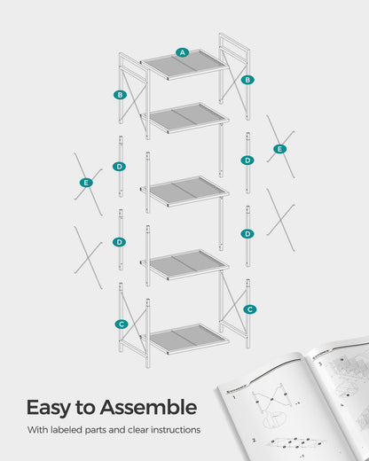 5-Tier Metal Storage Rack with X Side Frames - HWLEXTRA 
