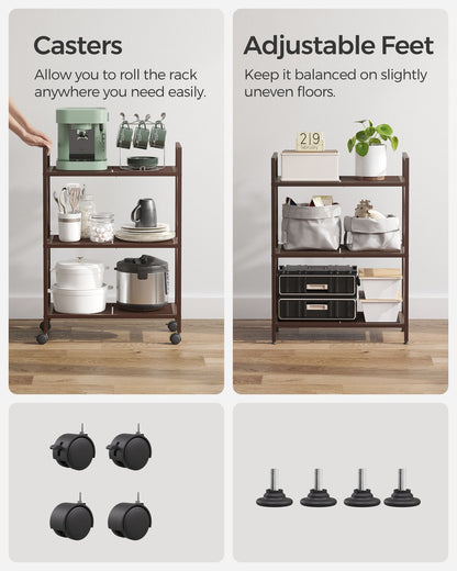 3-Tier Metal Storage Rack with Wheels