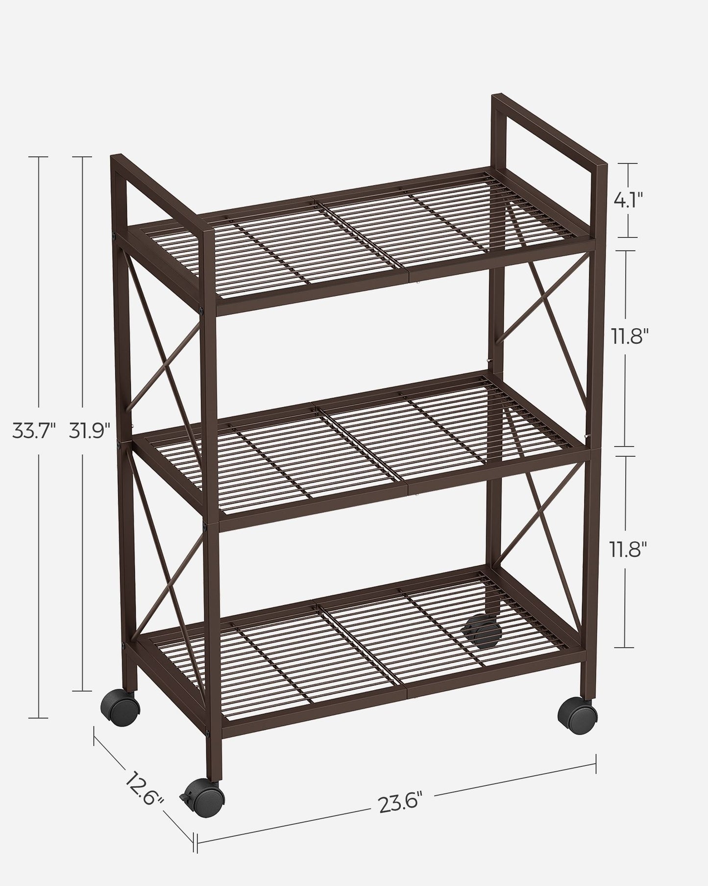 3-Tier Metal Storage Rack with Wheels