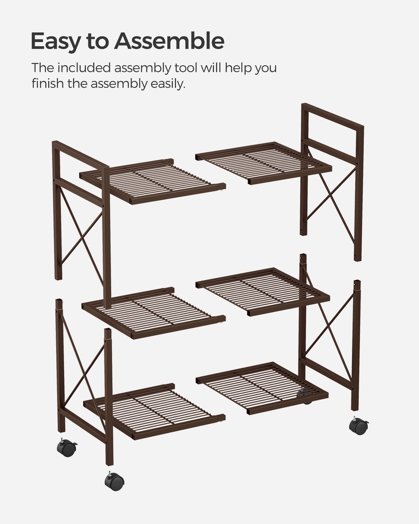 3-Tier Metal Storage Rack with Wheels