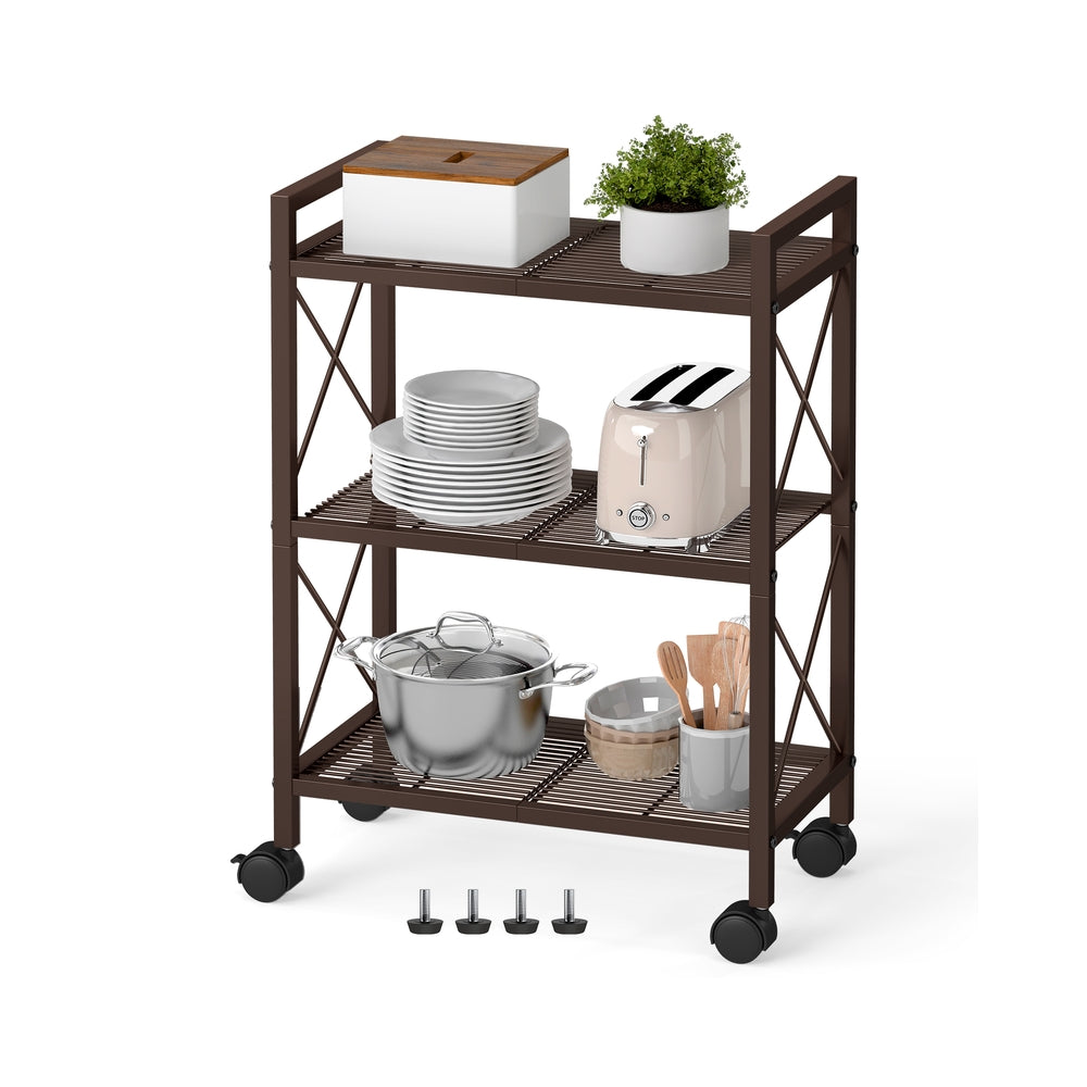 3-Tier Metal Storage Rack with Wheels