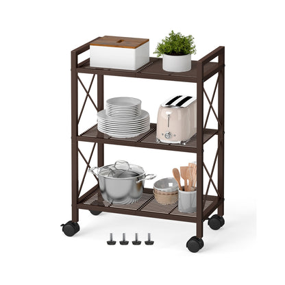 3-Tier Metal Storage Rack with Wheels