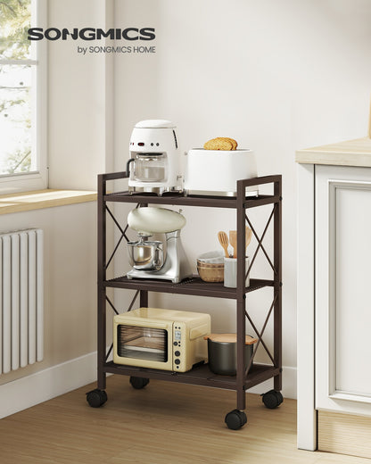 3-Tier Metal Storage Rack with Wheels