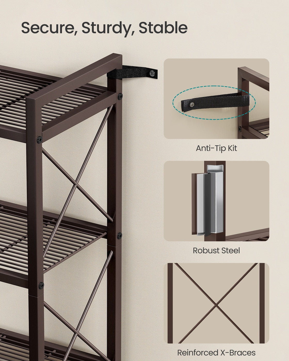 3-Tier Metal Storage Rack with Wheels