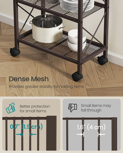 3-Tier Metal Storage Rack with Wheels