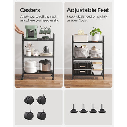 3-Tier Metal Storage Rack with Wheels