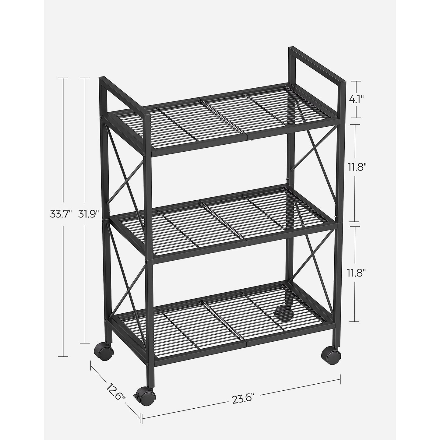 3-Tier Metal Storage Rack with Wheels