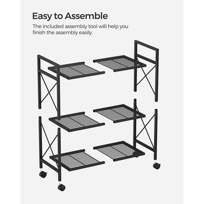3-Tier Metal Storage Rack with Wheels