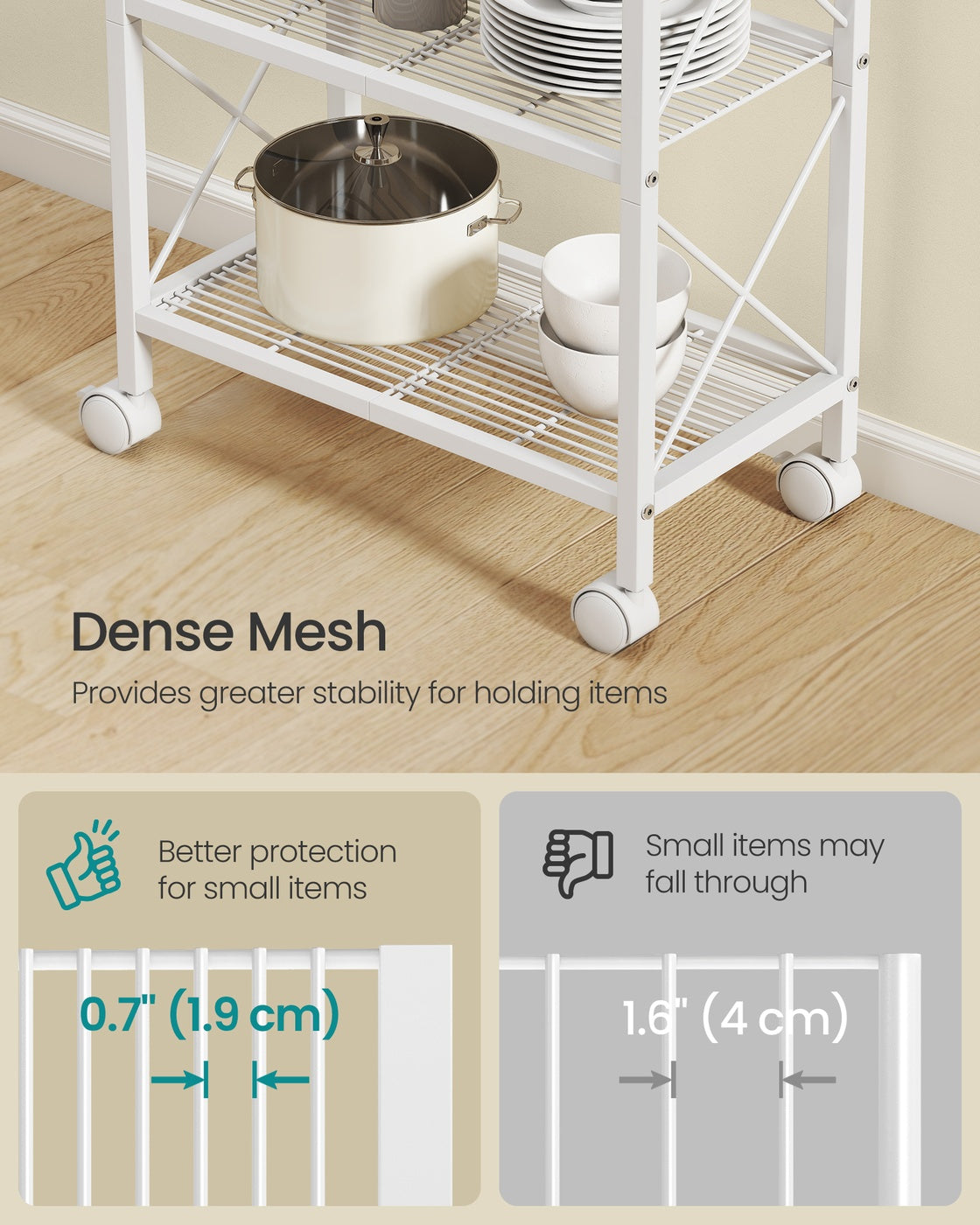3-Tier Metal Storage Rack with Wheels