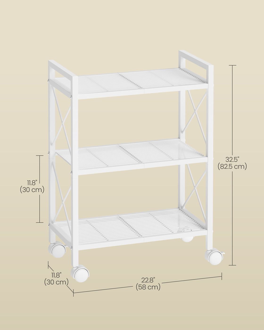 3-Tier Metal Storage Rack with Wheels