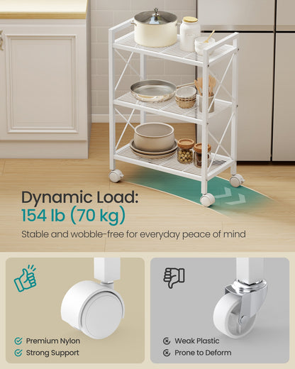 3-Tier Metal Storage Rack with Wheels