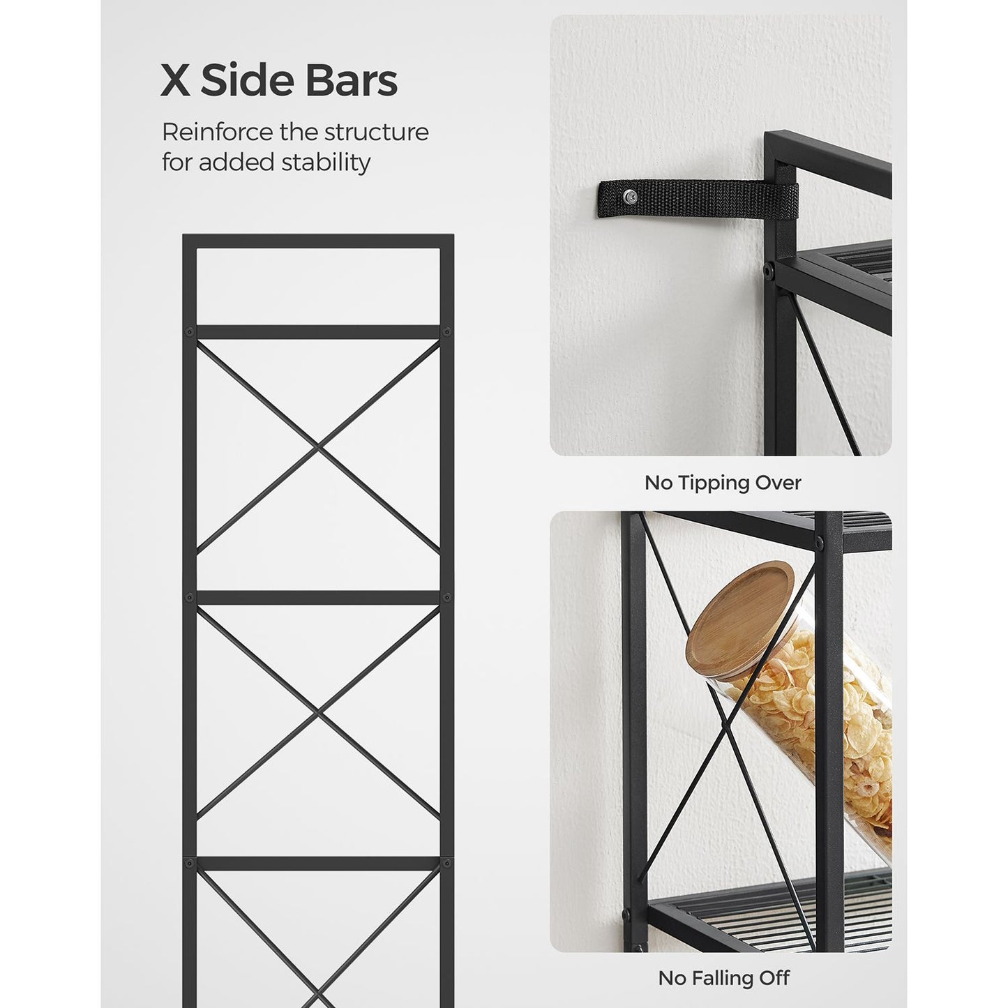 5-Tier Metal Storage Rack with X Side Frames