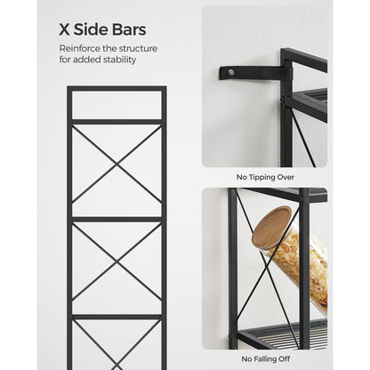 5-Tier Metal Storage Rack with X Side Frames