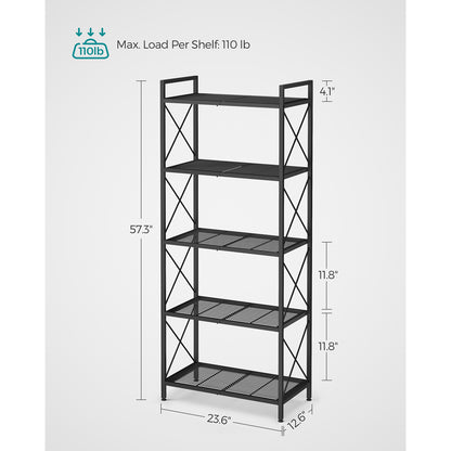 5-Tier Metal Storage Rack with X Side Frames