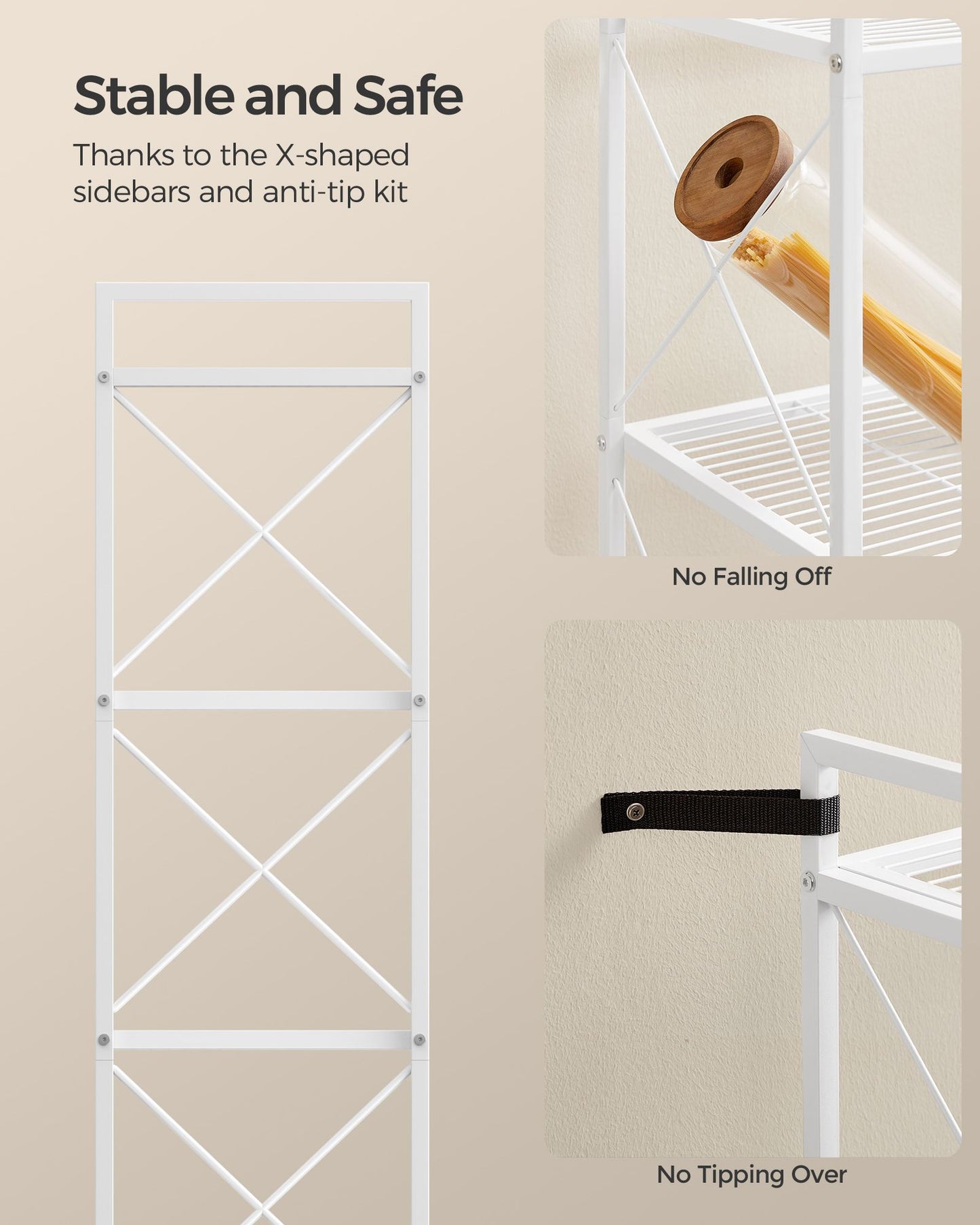 5-Tier Metal Storage Rack with X Side Frames