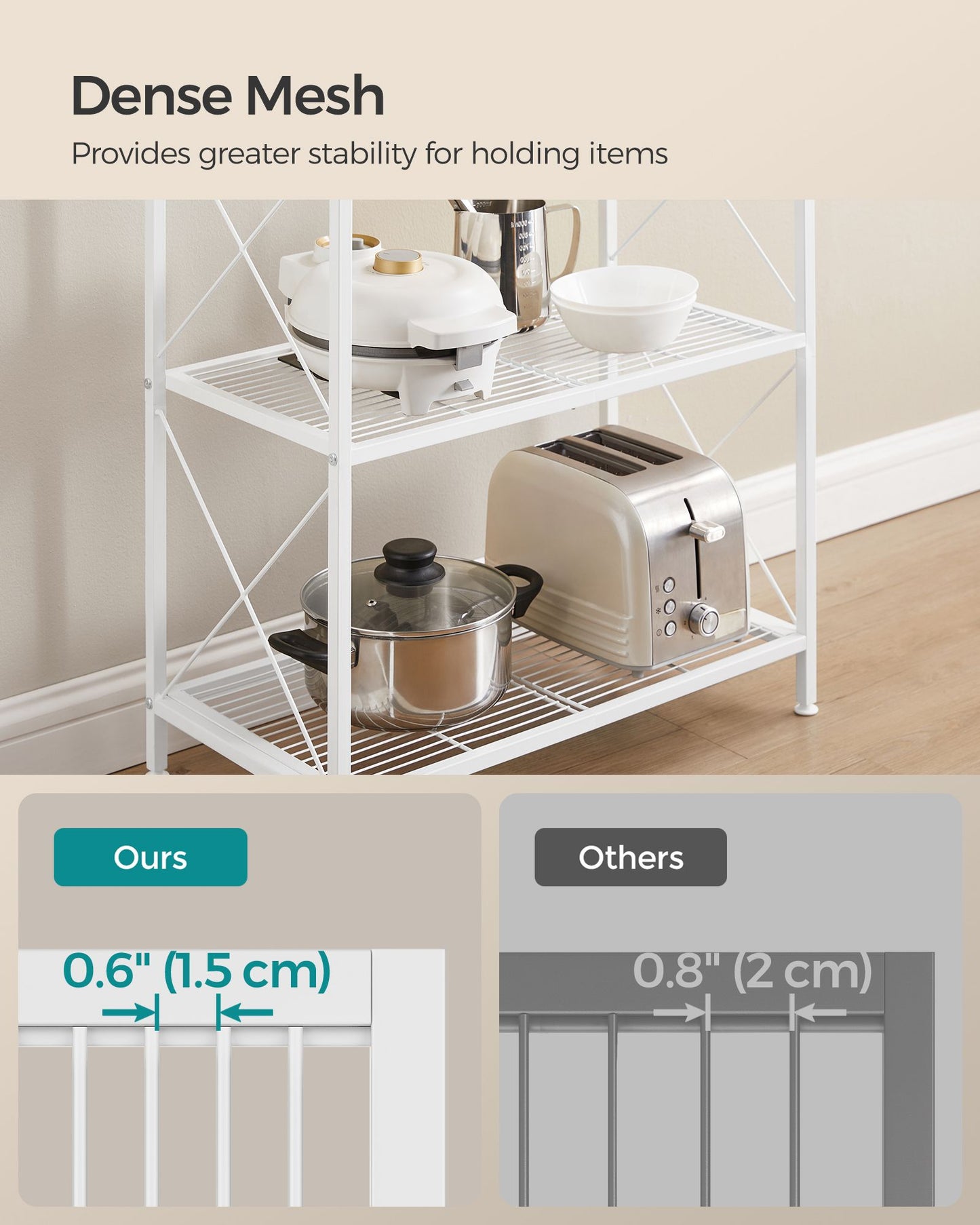 5-Tier Metal Storage Rack with X Side Frames