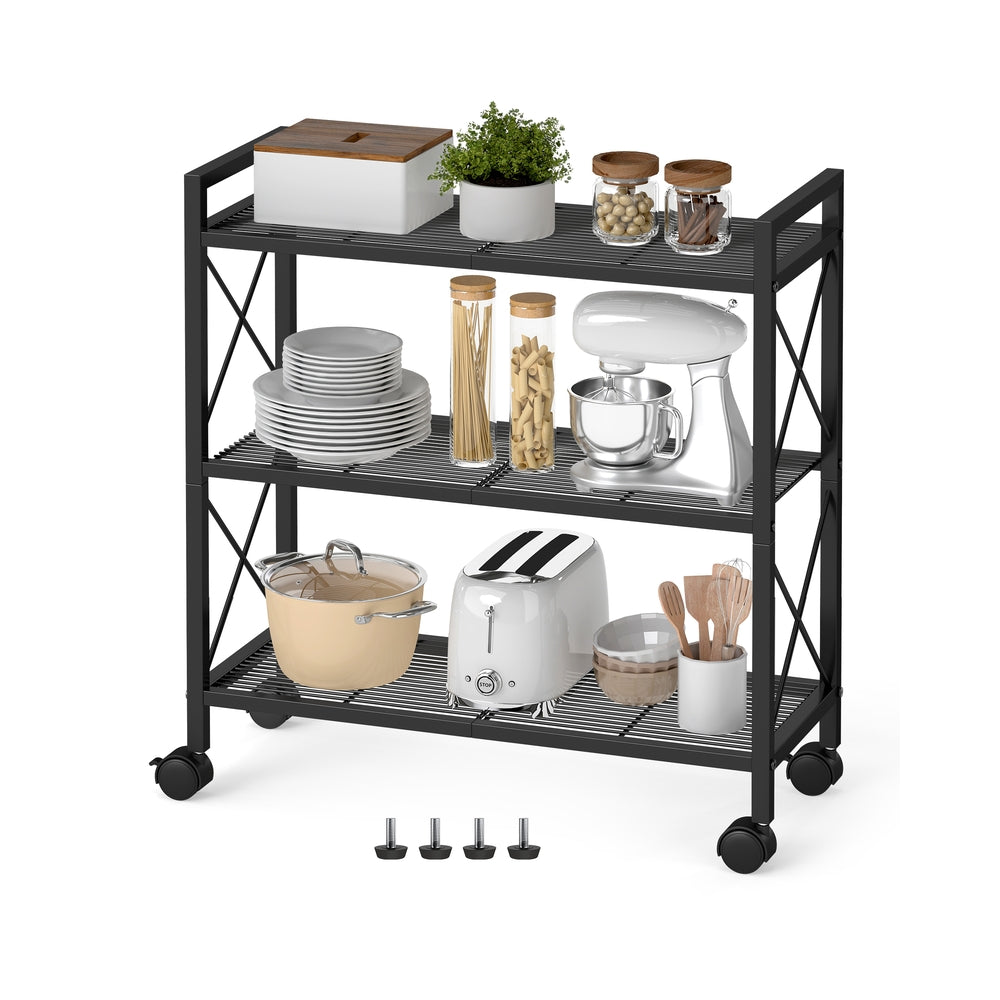 3-Tier Metal Storage Rack with Wheels
