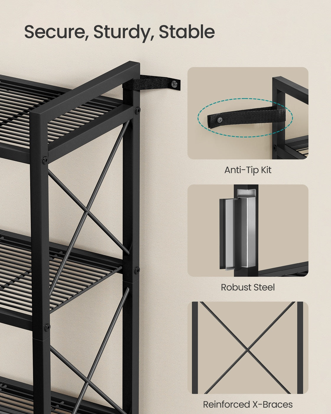 3-Tier Metal Storage Rack with Wheels