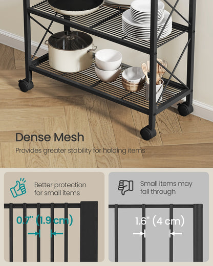 3-Tier Metal Storage Rack with Wheels