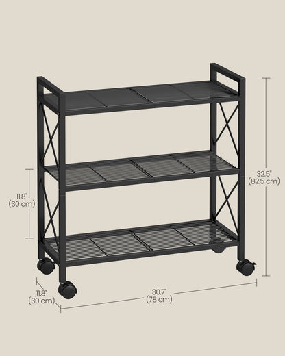 3-Tier Metal Storage Rack with Wheels