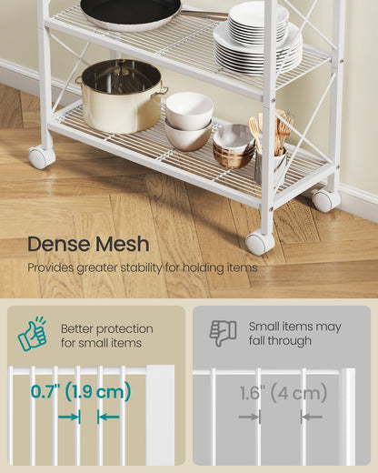 3-Tier Metal Storage Rack with Wheels
