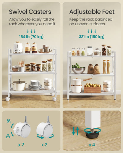 3-Tier Metal Storage Rack with Wheels