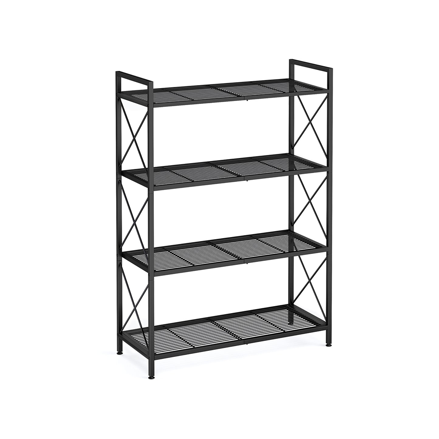 4-Tier Metal Storage Rack with X Side Frames - HWLEXTRA 
