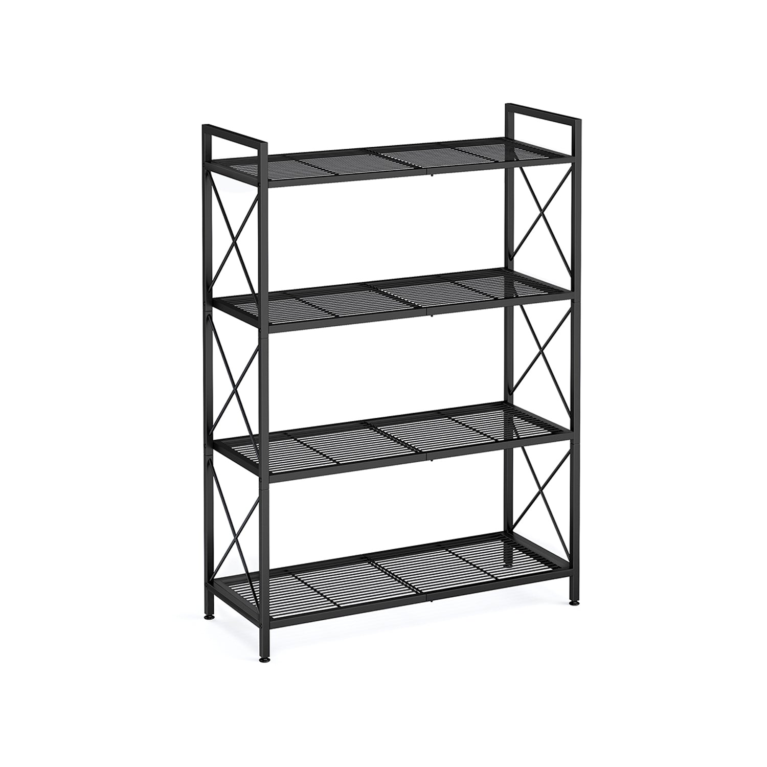 4-Tier Metal Storage Rack with X Side Frames - HWLEXTRA 