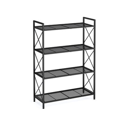 4-Tier Metal Storage Rack with X Side Frames - HWLEXTRA 