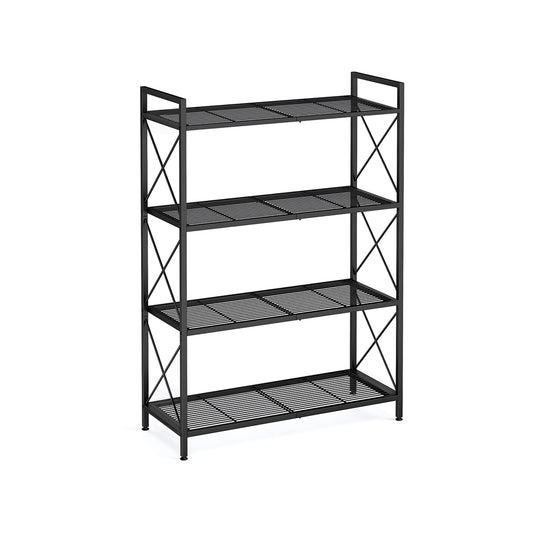 4-Tier Metal Storage Rack with X Side Frames - HWLEXTRA 