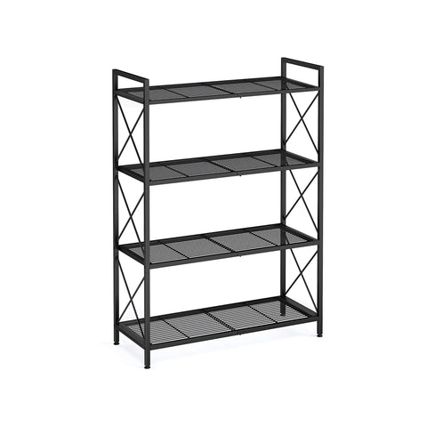 4-Tier Metal Storage Rack with X Side Frames