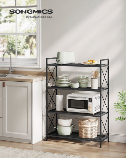 4-Tier Metal Storage Rack with X Side Frames - HWLEXTRA 